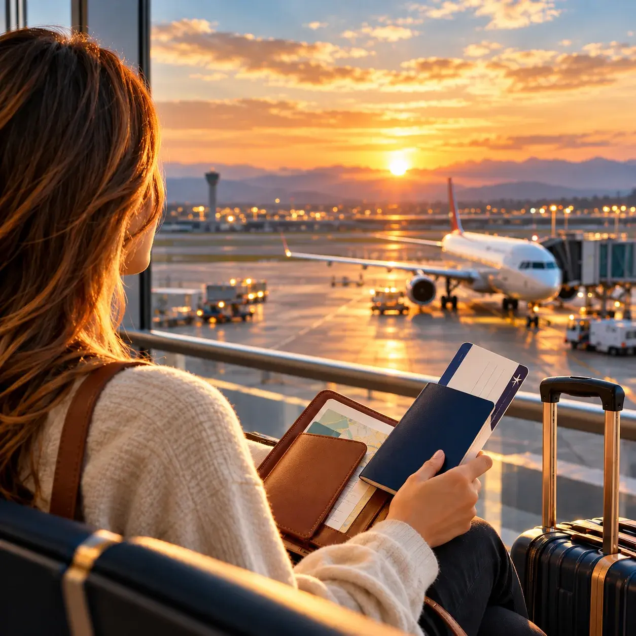 Traveller looking ahead to a carefully planned international journey
